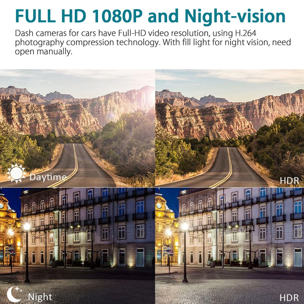 Τριπλό Καταγραφικό Αυτοκινήτου Full HD 1080p HDR 15MP με 2 x Κάμερες, Οθόνη 4.0 inch, Κάμερα Parking, Αισθητήρα Βαρύτητας & Κίνησης, Auto Exposure & Νυχτερινή Λήψη